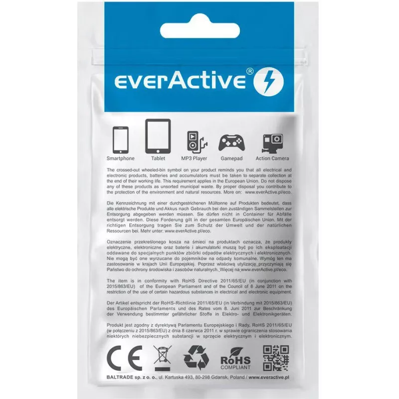 everActive CBB-1PDR USB-C to USB-C RGB LED Braided Cable 100cm 3A 60W