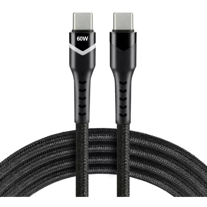 everActive CBB-2PDR USB-C to USB-C RGB LED Braided Cable 2m 3A 60W Black