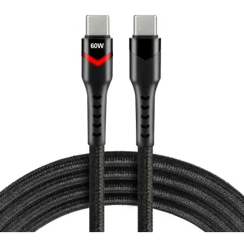 everActive CBB-2PDR USB-C to USB-C RGB LED Braided Cable 2m 3A 60W Black