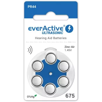 everActive ULTRASONIC 675 Zinc-Air Hearing Aid Batteries PR44 (6-Pack Blister)