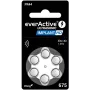 everActive ULTRASONIC IMPLANT HD 675 Zinc-Air Hearing Aid Batteries PR44 (6-Pack, Mercury-Free, 1.45V, 650 mAh)