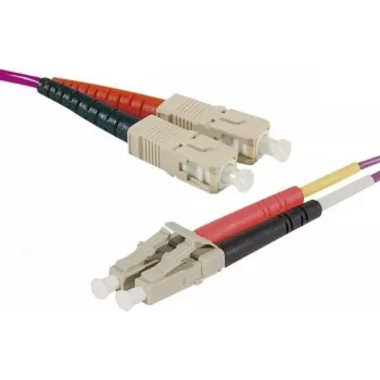 EXERTIS CONNECT LC/UPC to LC/UPC OM4 Duplex Fiber Patch Cable, 1m, LSZH, Erika Violet 392781