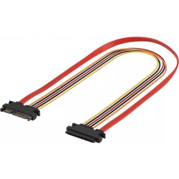 EXERTIS CONNECT SATA Extension Cable, SATA 22 Pin Male to SATA 22 Pin Female (5V + 12V), 0.5 m, for Extending SATA Data and Power Interface, Black 147500