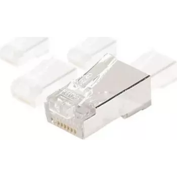 EXERTIS CONNECT Shielded RJ45 Modular Plug for Round Cables, STP, 8P8C, CAT 6, Pack of 100 920870