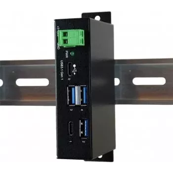 EXSYS EX-1195HMS Industrial 4-Port USB 3.1 Gen 1 Hub with USB-C, DIN-Rail Mount, 9-48V DC