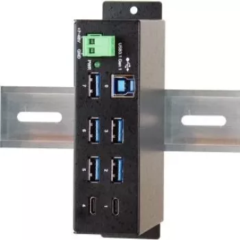EXSYS EX-1197HMS 7-Port USB 3.1 Gen 1 Industrial DIN-Rail Hub with DC Power