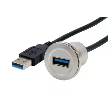 EXSYS EX-49186 USB 3.2 Gen 1 Panel Mount Adapter, USB-A Female to Male, 30 cm, Metal