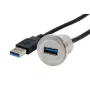 EXSYS EX-49186 USB 3.2 Gen 1 Panel Mount Adapter, USB-A Female to Male, 30 cm, Metal