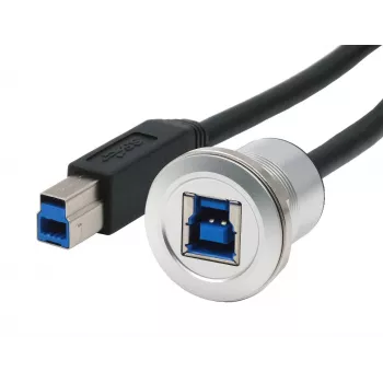 EXSYS Panel Mount USB-B Female to USB-B Male Adapter Cable, USB 3.2 Gen 1, 30 cm, Metal Housing EX-49187