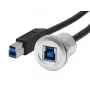 EXSYS Panel Mount USB-B Female to USB-B Male Adapter Cable, USB 3.2 Gen 1, 30 cm, Metal Housing EX-49187