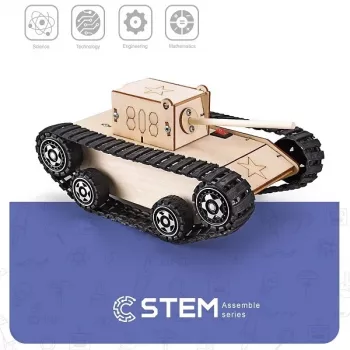 EXTRA DIGITAL Wooden Construction Kit Electric Tank, Educational Model