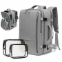 EXTRALINK Black Forest KM03 Cabin Travel Backpack 45x20x30 cm with 2 Toiletry Bags – Grey