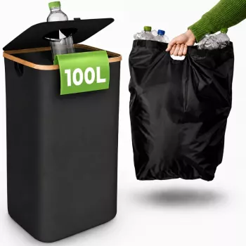 EXTRALINK Black Forest Returnable Bottle Recycling Basket, Foldable, 100L, Black