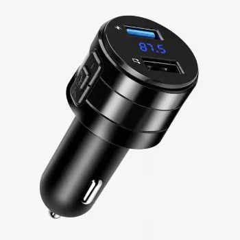 EXTRALINK Bluetooth FM Transmitter with 2x USB Charger, Hands-Free Calling, Black