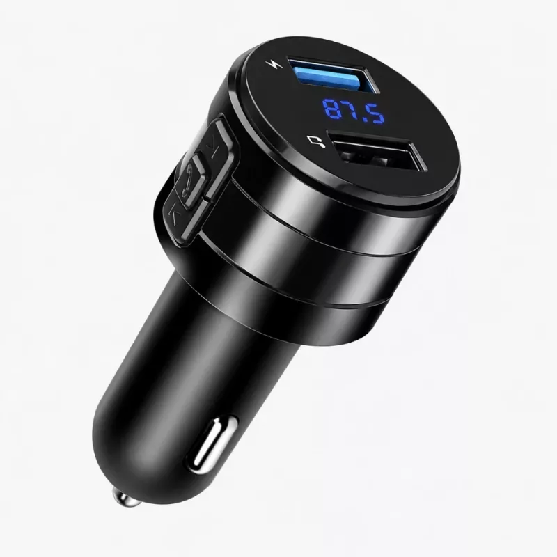 EXTRALINK Bluetooth FM Transmitter with 2x USB Charger, Hands-Free Calling, Black