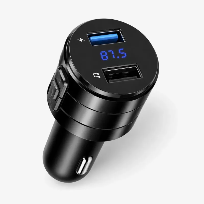 EXTRALINK Bluetooth FM Transmitter with 2x USB Charger, Hands-Free Calling, Black