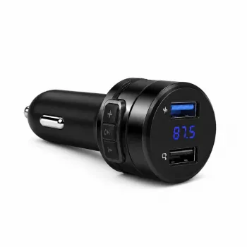 EXTRALINK Bluetooth FM Transmitter with 2x USB Charger, Hands-Free Calling, Black