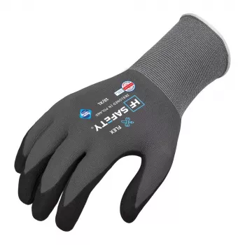 Extralink HF Safety Flex Protective Gloves, Size 10/XL, Nitrile Foam Coated, EN 388:2016 4131X, Black/Grey, 1 Pair
