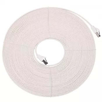 EXTRALINK LAN Patch Cord Cat.8 U/FTP 15m 40G Flat Shielded Foiled Twisted Pair Bare Copper White