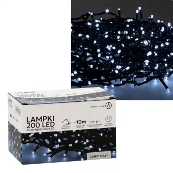 Extralink LED String Lights 200 LEDs Cool White 10m + 3m IP44 Indoor/Outdoor