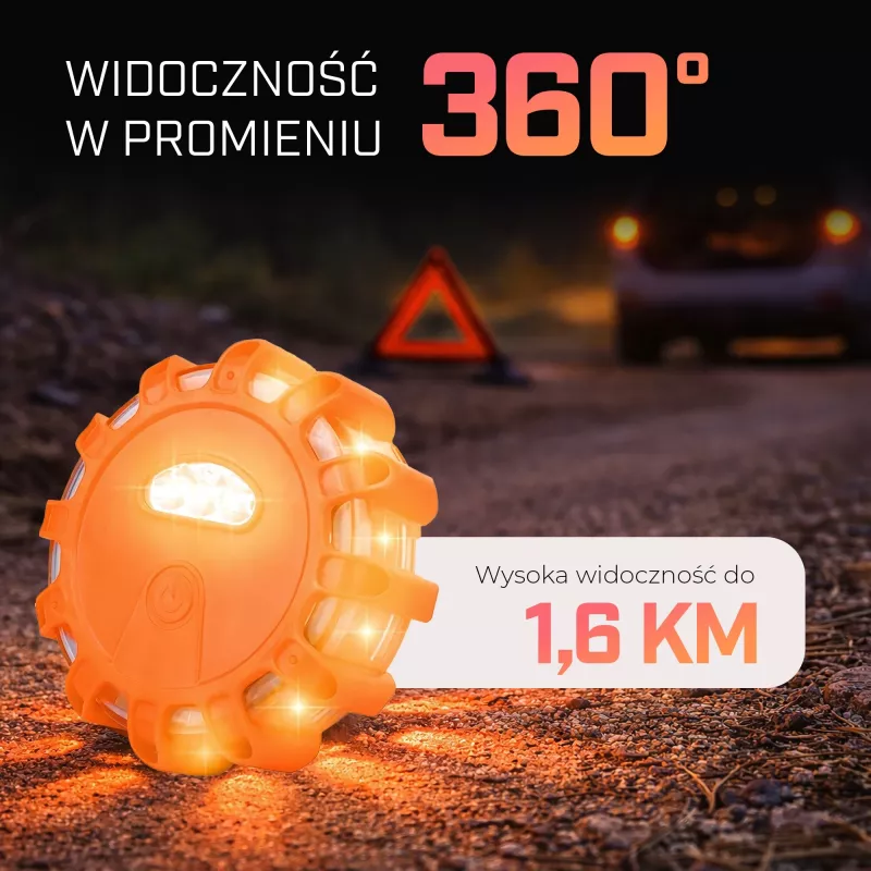 Extralink Smartlife LED Road Flare, USB-C, Amber, IP67