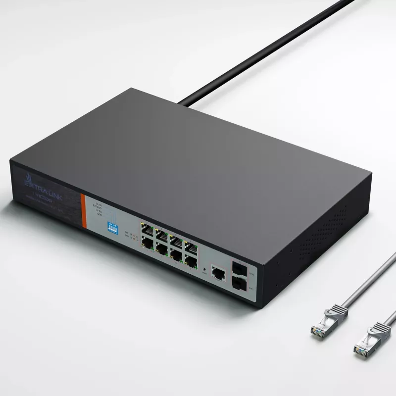 Extralink VICTOR 8-Port Gigabit PoE+ Managed Switch with 2 SFP, 150W Budget, L2+