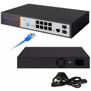 Extralink VICTOR 8-Port Gigabit PoE+ Managed Switch with 2 SFP, 150W Budget, L2+