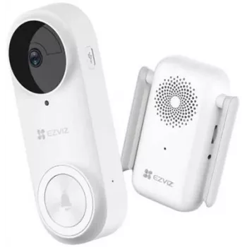 EZVIZ CSDB25MP Battery-Powered Video Doorbell Kit with Wireless Chime, 2K+ Resolution, 176° Wide View, IP65, 5200 mAh Battery, MicroSD up to 256GB, Works with Alexa/Google