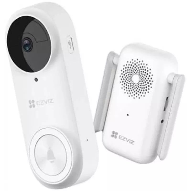 EZVIZ CSDB25MP Battery-Powered Video Doorbell Kit with Wireless Chime, 2K+ Resolution, 176° Wide View, IP65, 5200 mAh Battery, MicroSD up to 256GB, Works with Alexa/Google