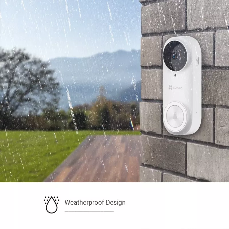 EZVIZ CSDB25MP Battery-Powered Video Doorbell Kit with Wireless Chime, 2K+ Resolution, 176° Wide View, IP65, 5200 mAh Battery, MicroSD up to 256GB, Works with Alexa/Google