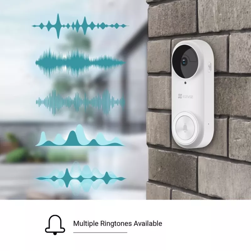 EZVIZ CSDB25MP Battery-Powered Video Doorbell Kit with Wireless Chime, 2K+ Resolution, 176° Wide View, IP65, 5200 mAh Battery, MicroSD up to 256GB, Works with Alexa/Google