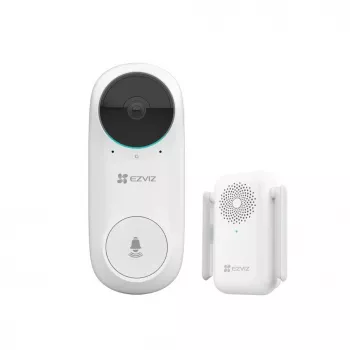 EZVIZ DB2C Wireless Video Doorbell 1080p Full HD, 160° FoV, Night Vision, Two-Way Audio, IP65, Battery-Powered, Works with Alexa/Google Assistant
