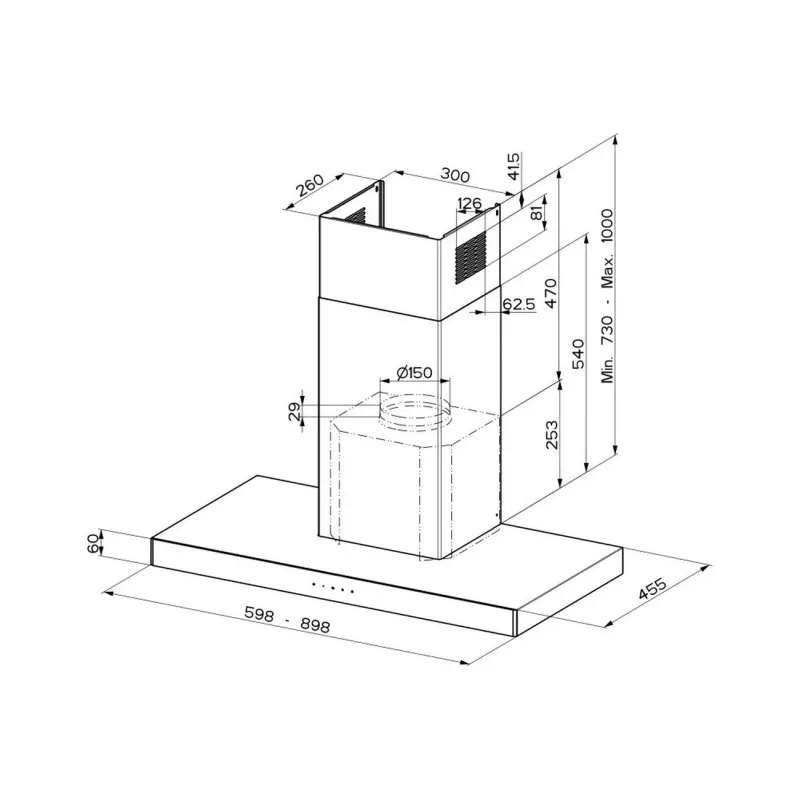 Faber STILO GLASS SMART A60 60cm Glass Chimney Hood with Touch Control