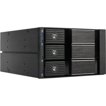 Fantec BP-SA2131 3-Bay SAS/SATA Backplane Module for 5.25 inch Bay - Trayless Hot-Swap, 70mm Fan, Black Aluminum 2185