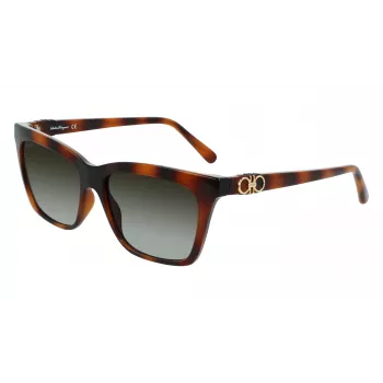 Ferragamo SF1027S-214 Women's Sunglasses Havana Acetate Square Brown Gradient 55mm
