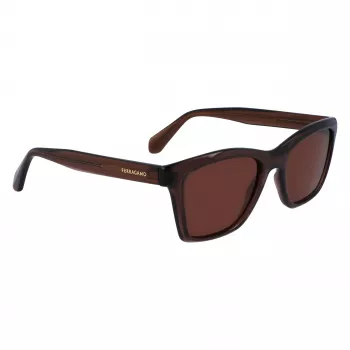 FERRAGAMO SF2001S-232 Unisex Sunglasses Havana Brown Square Acetate Frame Brown Lens 54/20/145 mm