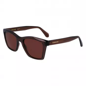 FERRAGAMO SF2001S-232 Unisex Sunglasses Havana Brown Square Acetate Frame Brown Lens 54/20/145 mm