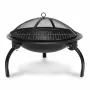 FIELDMANN FZG1020 Garden Fire Pit, Steel, Powder-Coated, Black, 750 mm Bowl Diameter, 600 mm Height, with Spark Screen, Poker and Cover