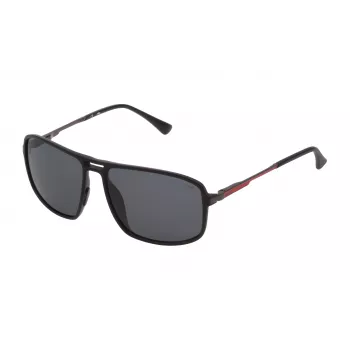 FILA Men's Sunglasses SF9329-58U28Z - Rectangular Matte Black Frame with Smoke Polycarbonate Lenses, UV400 Protection