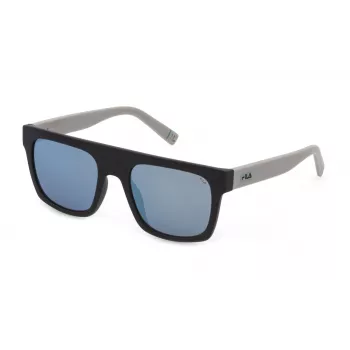 FILA Men's Sunglasses SFI098-53968X Rectangular Black Frame Grey Lens 53/20/145 mm