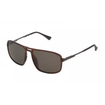 FILA SF9329-587F7P Men's Polarized Sunglasses - Black Frame Grey Lens 58/15/140 mm
