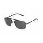FILA SFI210-610627 Men's Rectangular Sunglasses, Shiny Black Acetate Frame, Smoke Grey Polycarbonate Lenses, 61/15/145 mm