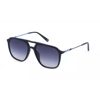 FILA SFI215-560821 Men's Rectangular Sunglasses - Black Frame, Grey Lens, UV400 Protection