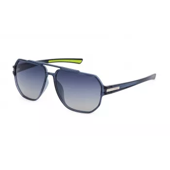 FILA SFI301-606G5P Men's Polarized Sunglasses, Shiny Black Frame, Smoke Grey Lens, 60/14/140 mm