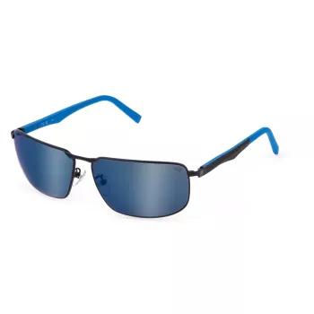 FILA SFI446-63696B Men's Rectangular Sunglasses, Black/Grey Frame, Smoke Grey Lens, 63/14/140 mm