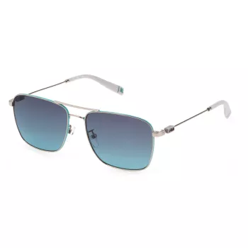 FILA SFI456-580579 Men's Rectangular Sunglasses - Black Frame, Smoke Lens, UV400 Protection