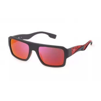 FILA SFI462-56I41P Men's Polarized Sunglasses, Black Frame, Grey Lens, 56/20/145 mm