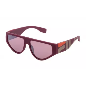 FILA Unisex Sunglasses SF936457L62X - Black Rectangle Frame with Grey Polycarbonate Lenses, UV400 Protection