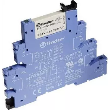 Finder 38 Series Interface Relay Module, 1 CO 6A, 12V DC Coil, 6.2mm, Push-in 38.51.7.012.5050