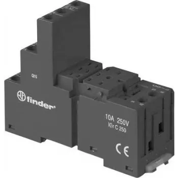 Finder 94.03.0 Black Screw Socket for 55.33/55.34 & 85.33/85.34 Relays, 3-Pole, 10A 250V, DIN/Panel Mount